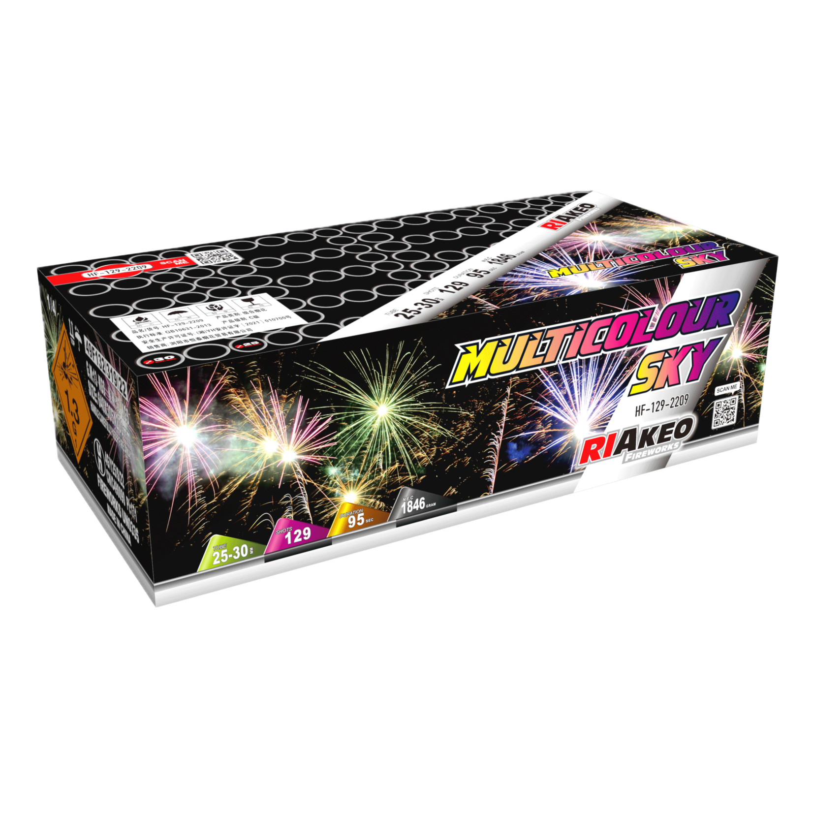 Riakeo Fireworks Multicolour Sky 129 Shots